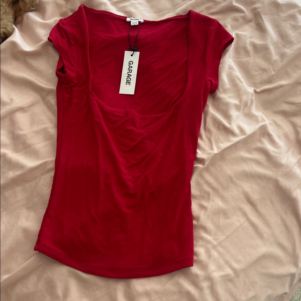 NWT Garage red square neck tee